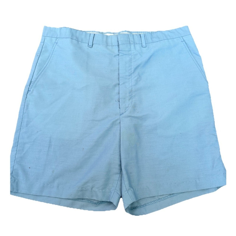 Vintage Men's Permanent Press Light Weight Light Blue Shorts 6" Inseam 33" Waist